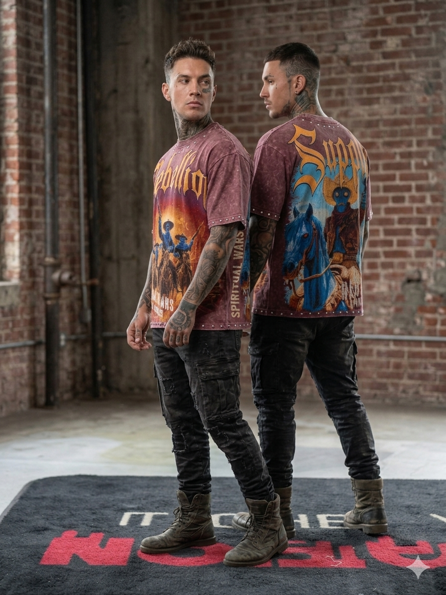 spiritual war rhinestone graphic t shirt studded street fit