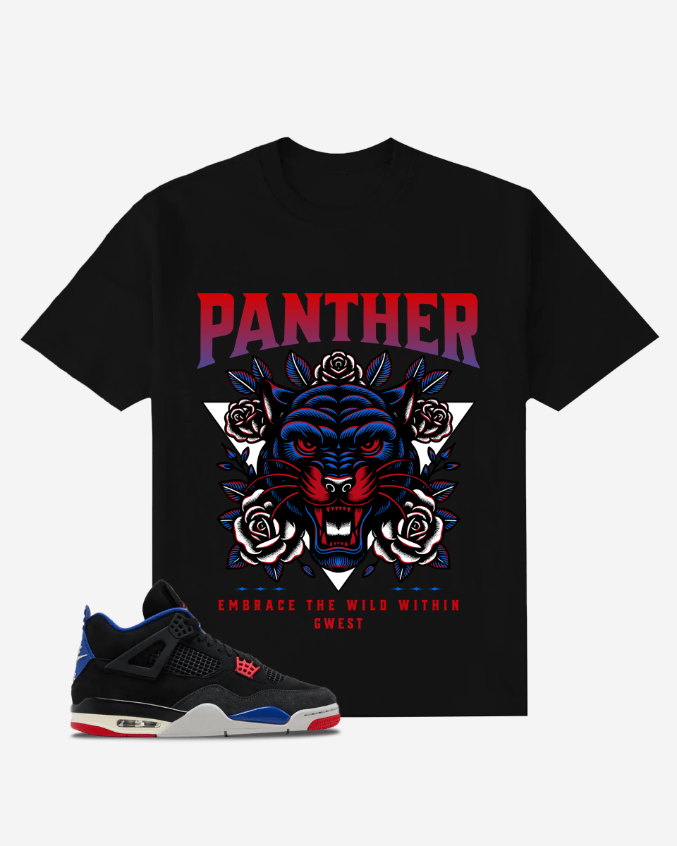Traditional Panther Rose Flower Oversized T-Shirt