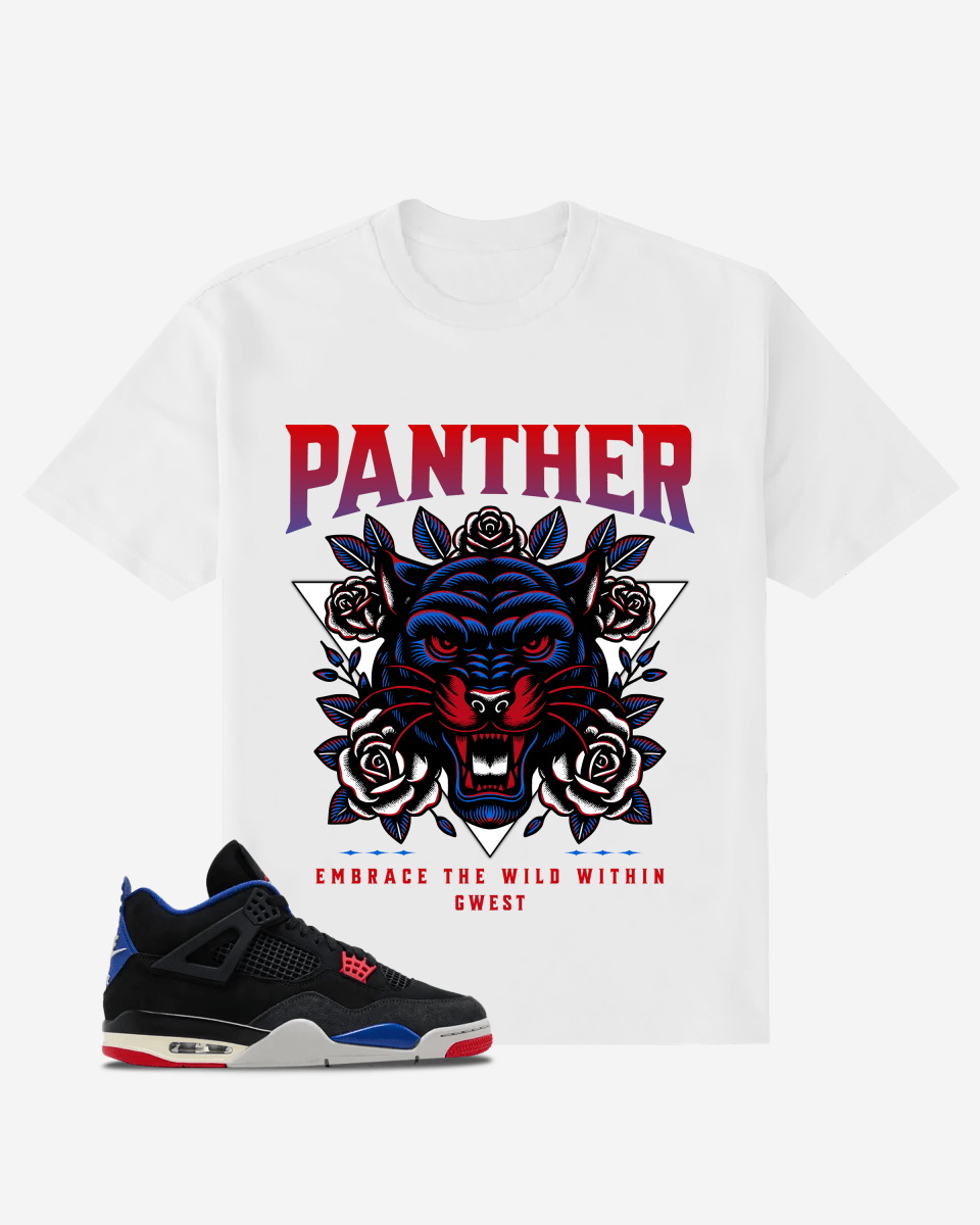 Traditional Panther Rose Flower Oversized T-Shirt