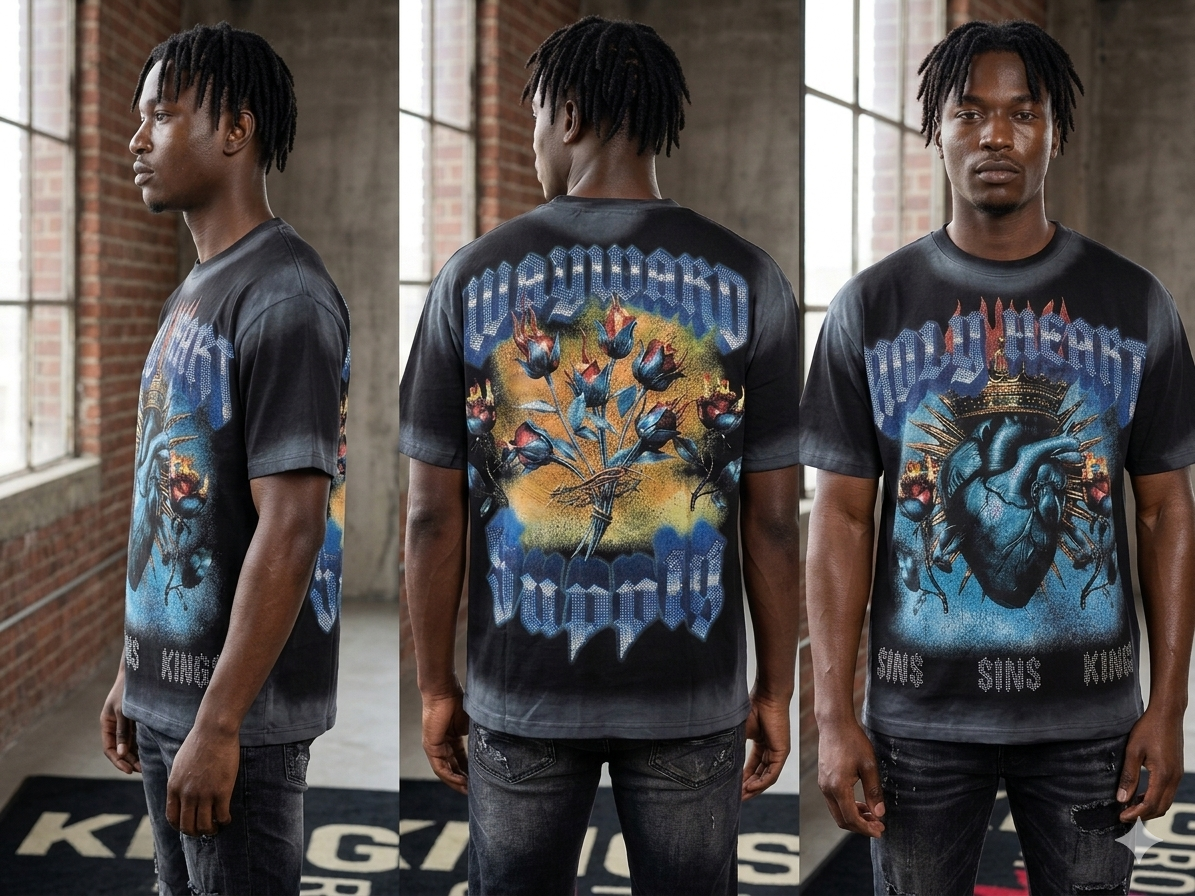 trending spiritual rhinestone t shirt supply holy heart streetwear vibe
