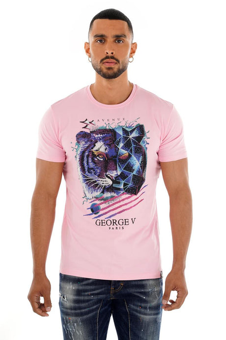 George V Tiger Pink Tee - Front View