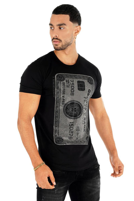 Black T-shirt with Bank Card printed 