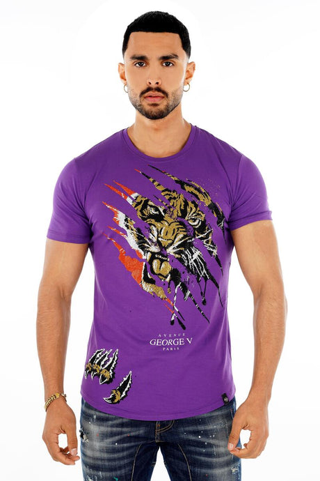 George V Tiger Purple Tee - Front View