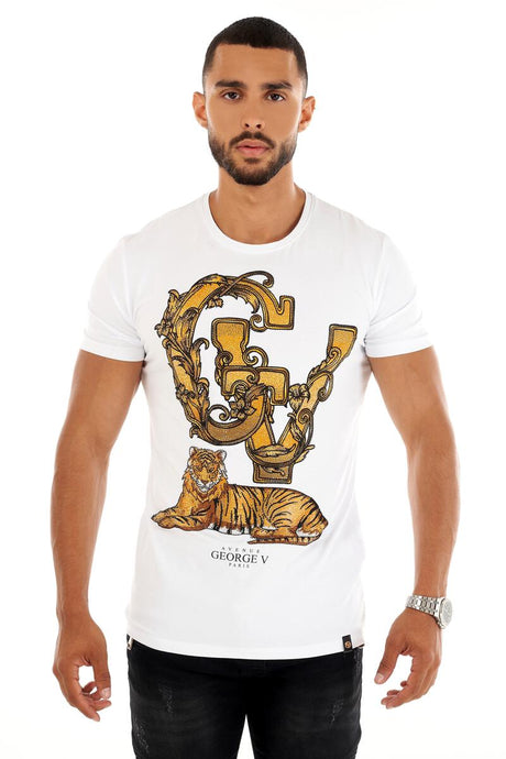 George V Tiger White Tee Front View