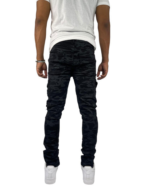 Blind Trust - Skinny Cargo Jeans - Black Camo Black
