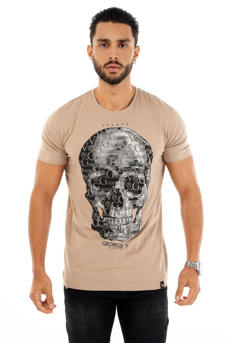 Streetwear Fashion T-Shirt - Beige Skull GV Logo