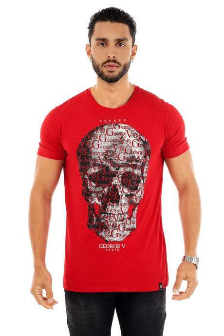 George V Red Skull Logo Tee Front View