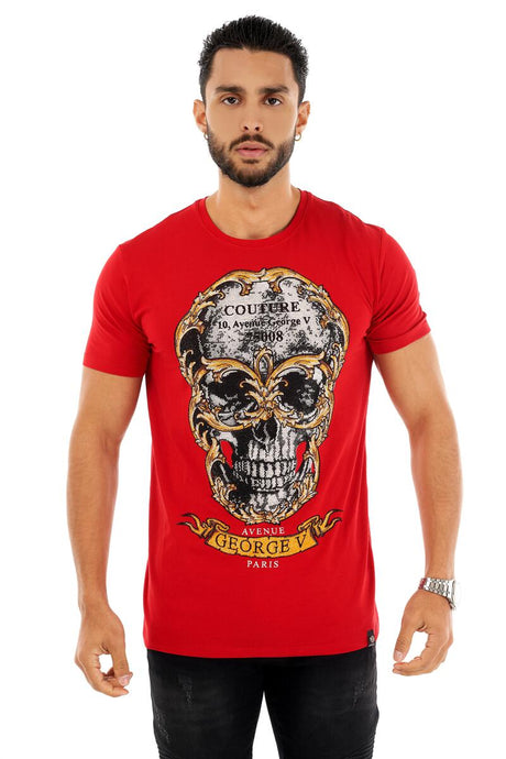 George V Skull Red Tee - Front View
