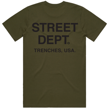 Army Green Street Department T-Shirt - Front View