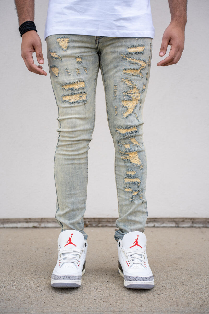 DAMATI ALVARO PREMIUM STRETCH SKINNY FIT DENIM LIGHT VINTAGE BLUE