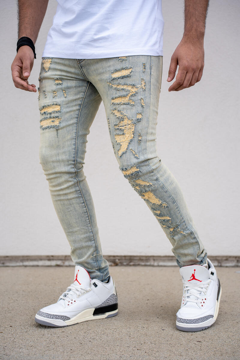 DAMATI ALVARO PREMIUM STRETCH SKINNY FIT DENIM LIGHT VINTAGE BLUE