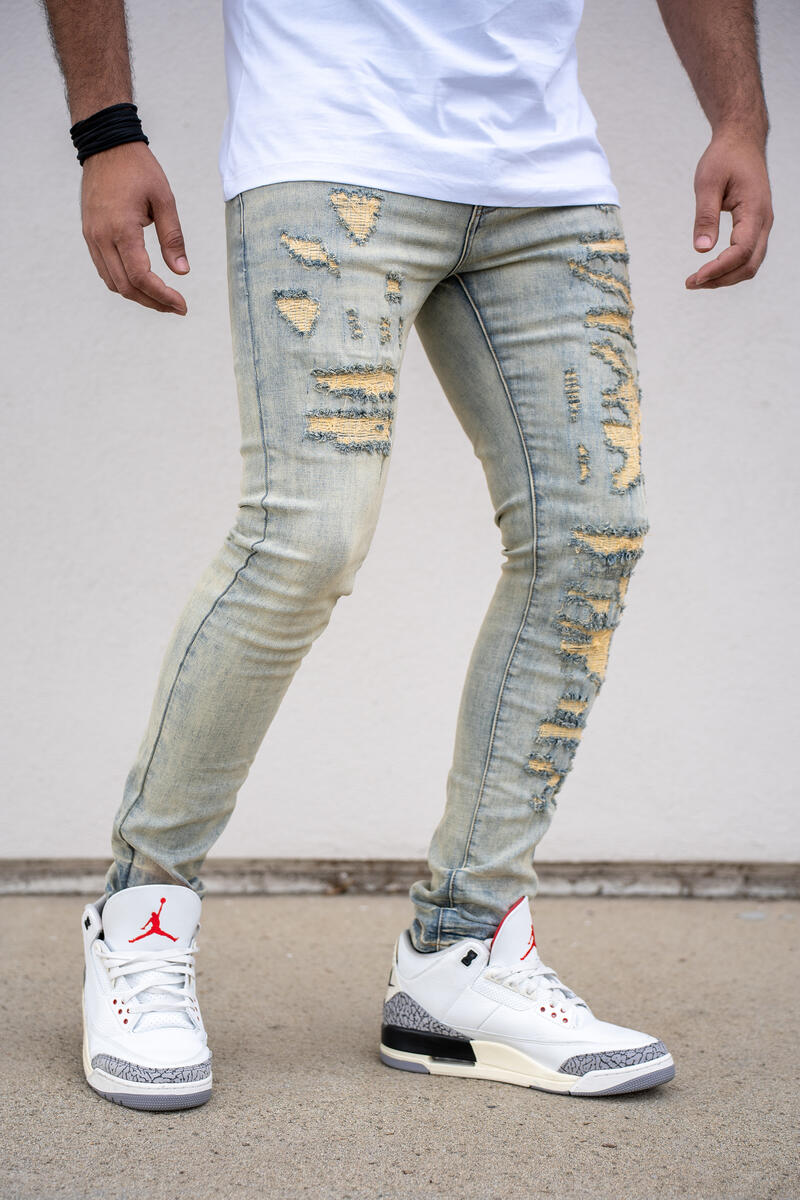 DAMATI ALVARO PREMIUM STRETCH SKINNY FIT DENIM LIGHT VINTAGE BLUE