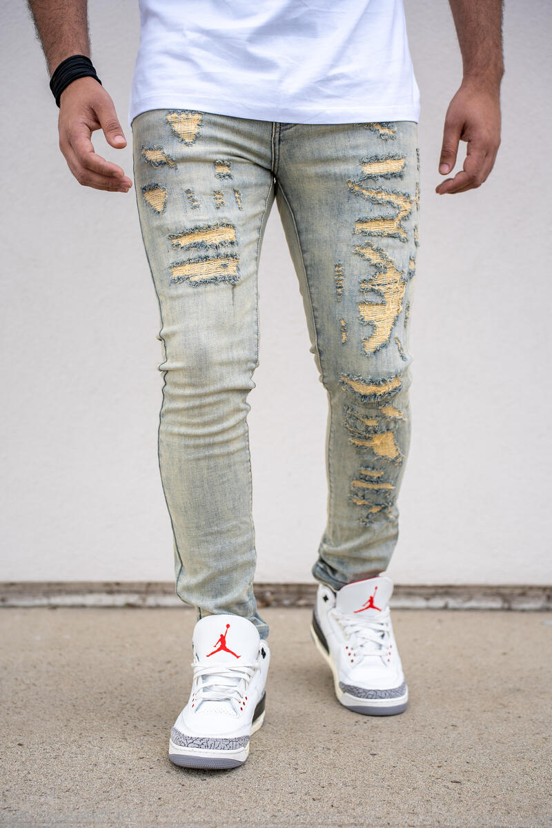 DAMATI ALVARO PREMIUM STRETCH SKINNY FIT DENIM LIGHT VINTAGE BLUE
