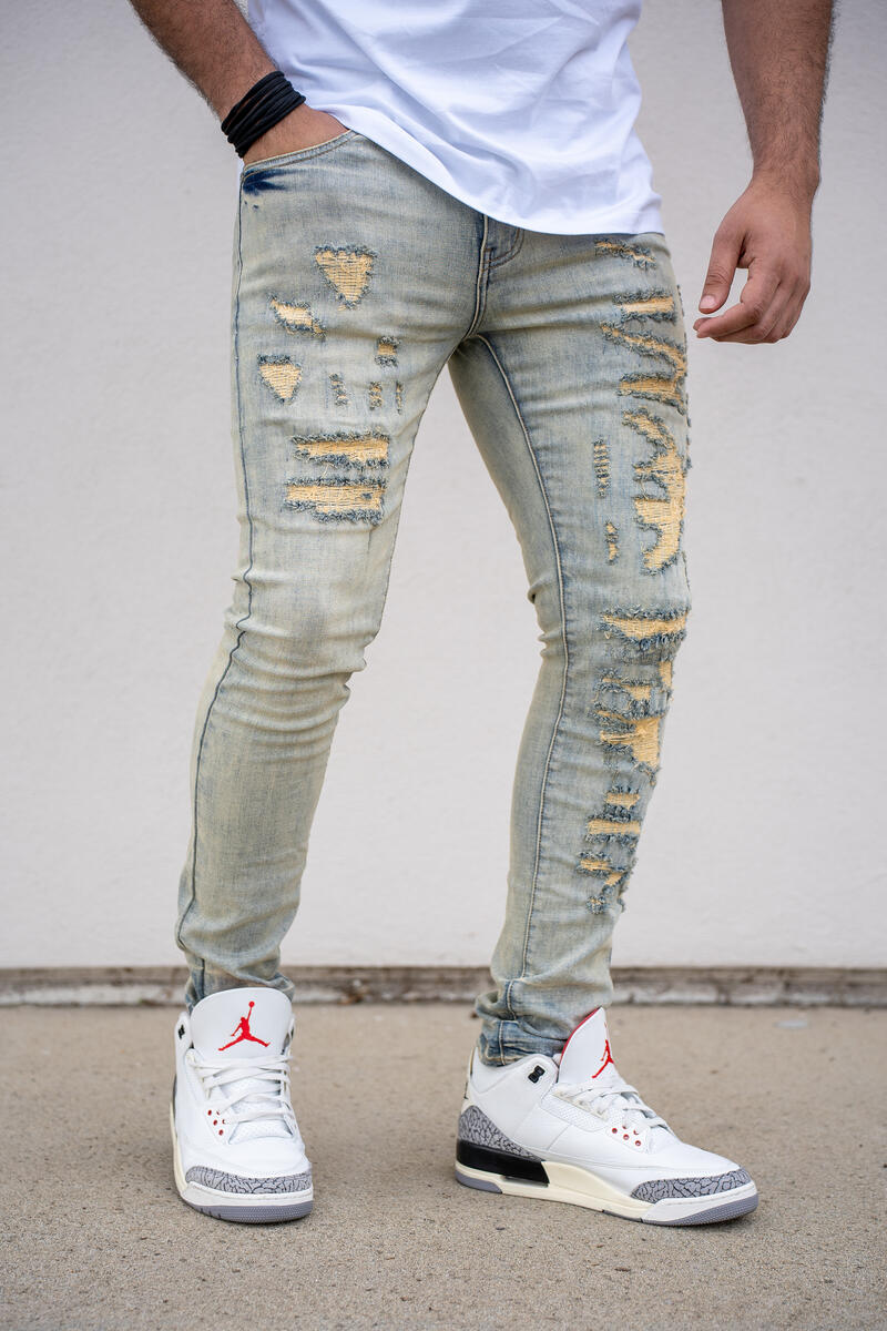 DAMATI ALVARO PREMIUM STRETCH SKINNY FIT DENIM LIGHT VINTAGE BLUE