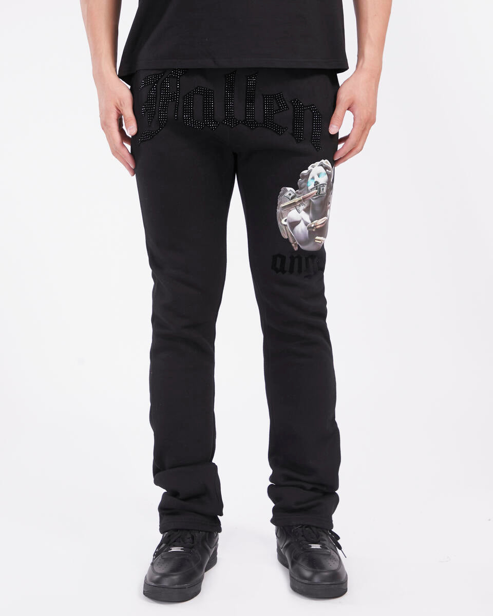 Roku Studio Stacked Angel Bullet Black Jeans - Front View