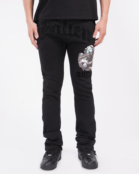 Roku Studio Stacked Angel Bullet Black Jeans - Front View
