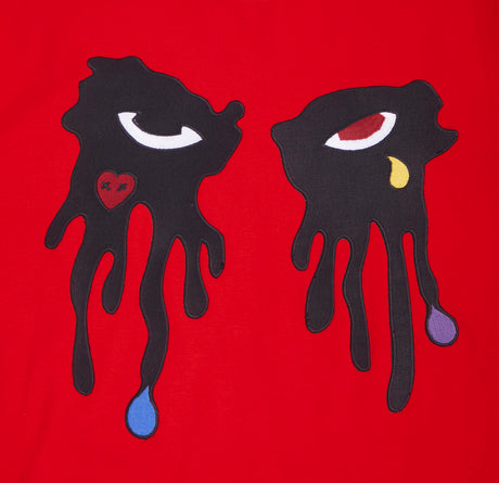 Bold Red Tear Drip Design Tee