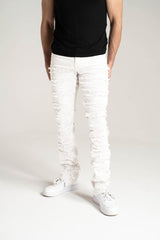 Sk Stretch Stack Jeans With Frayed Patch Multi Colors