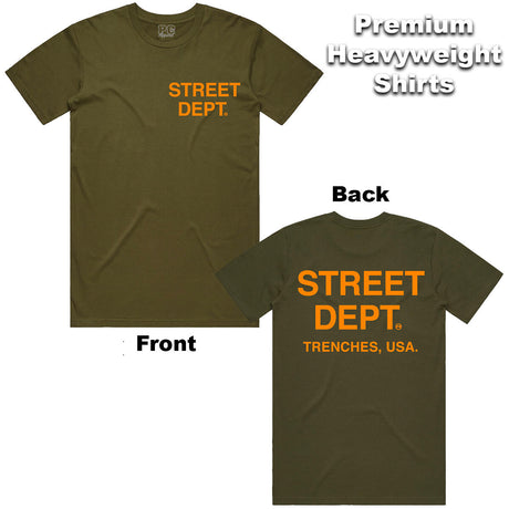 Olive Green and Orange Street Department T-Shirt