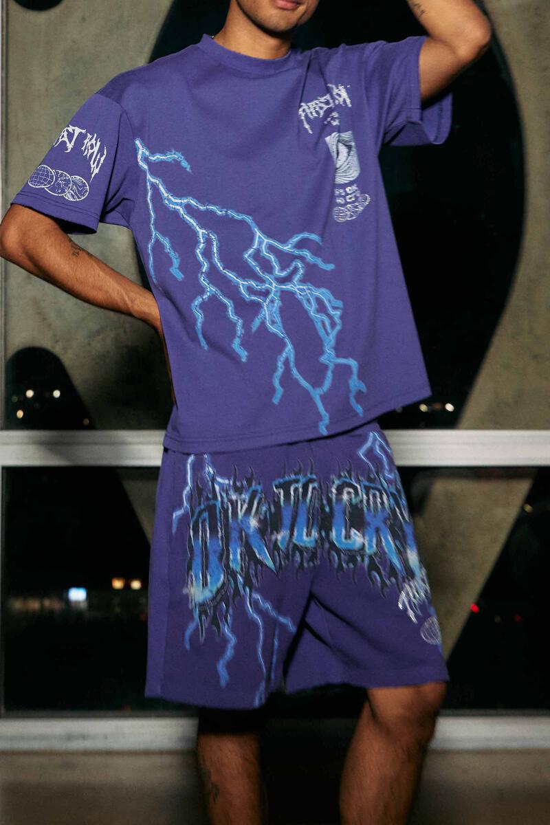 Mad World Purple Short Set Front View