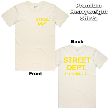 Cream & Golden Yellow Street Department T-Shirt Front View