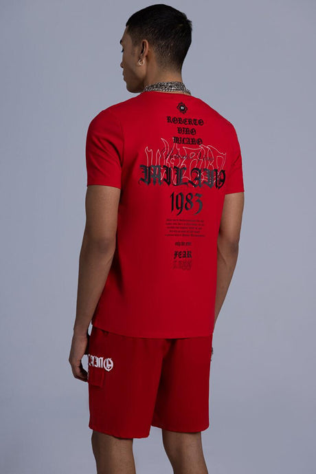 Roberto Vino Milano Logo on Red T-Shirt