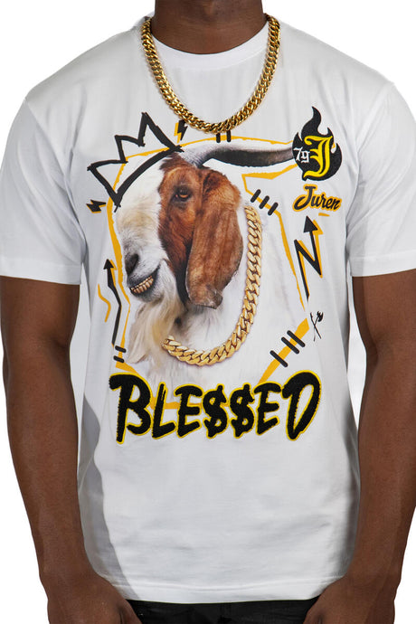 Juren Blessed Goat T-shirt White Front View