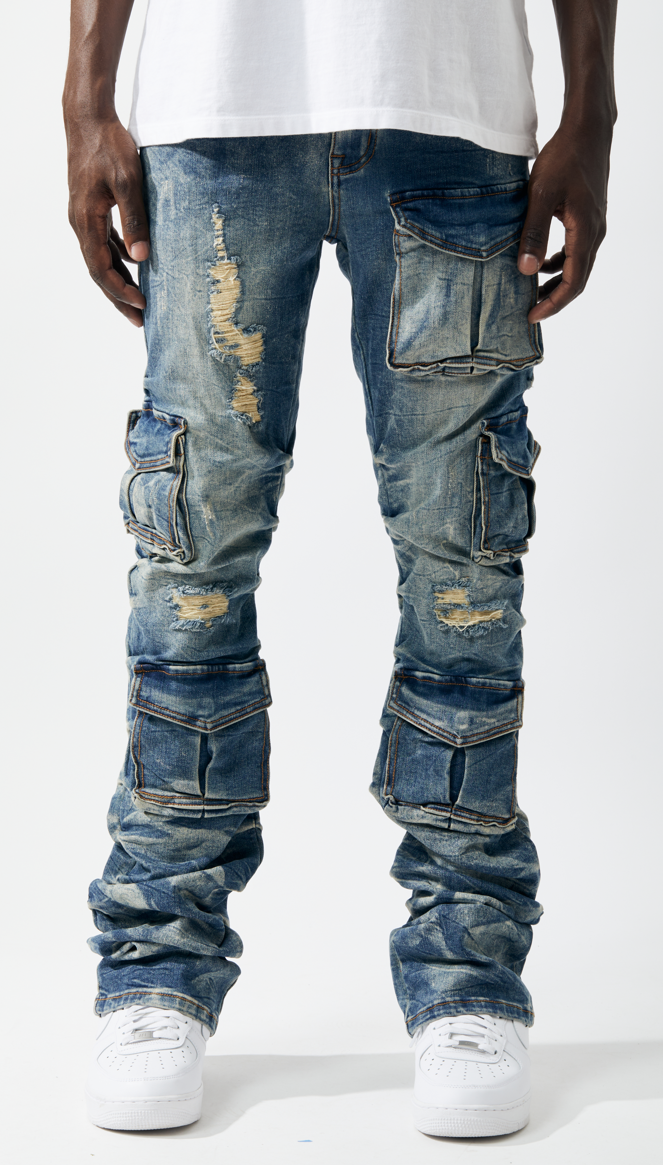 Kindred Stacked Cargo Utility Wax Smoked Jeans Multi Colors