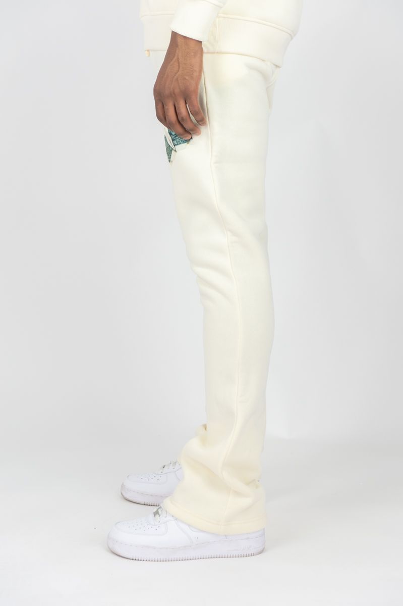 REBEL MINDS STACKED FLEECE PANTS NEVER FOLD CREAM