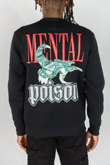 REBEL MINDS FLEECE CREW NECK SWEATER MENTAL POISON BLACK