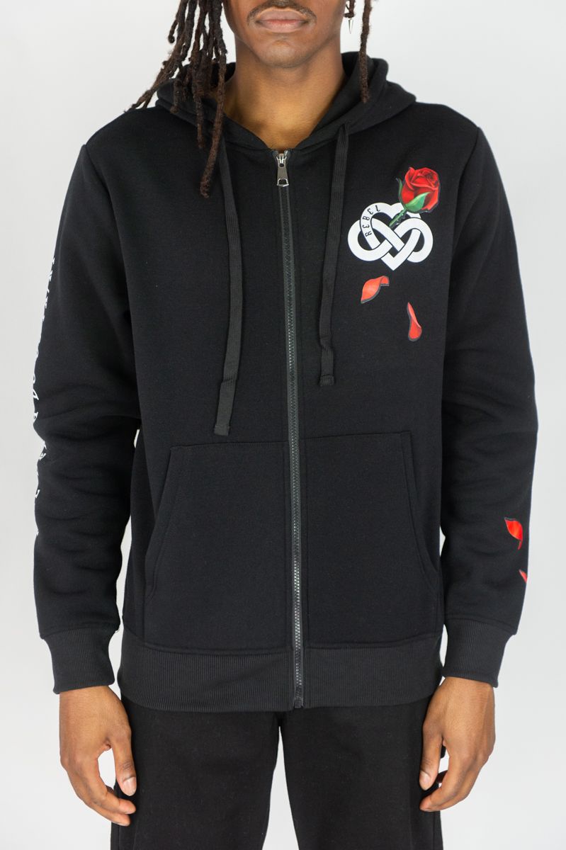REBEL MINDS FLEECE ZIP UP HOODIE INFINITE AMOUR MULTI COLORS