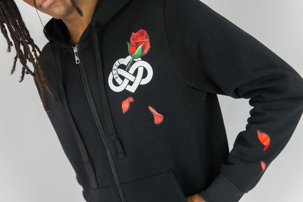 REBEL MINDS FLEECE ZIP UP HOODIE INFINITE AMOUR MULTI COLORS