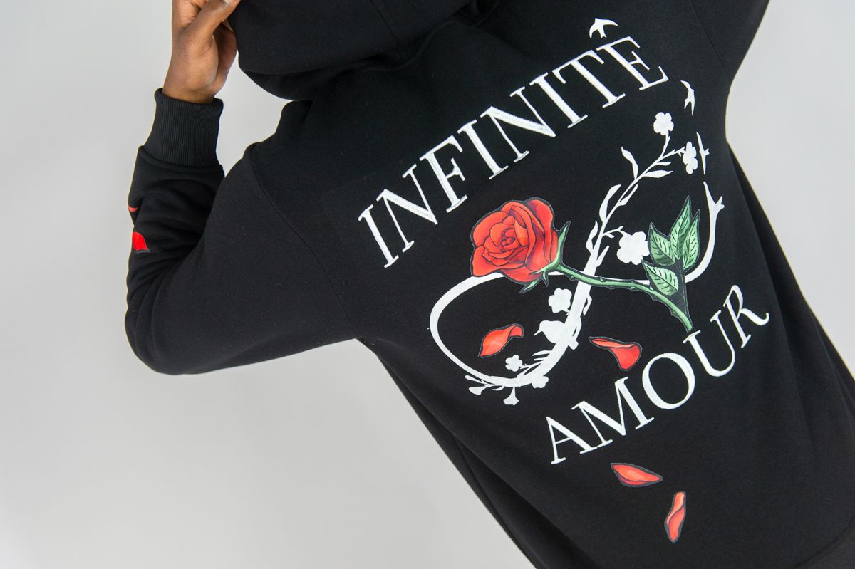 REBEL MINDS FLEECE ZIP UP HOODIE INFINITE AMOUR MULTI COLORS