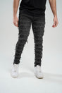 SK SLIM FIT STRETCH JEANS WITH 3D CRINKLE & REPAIR BLACK