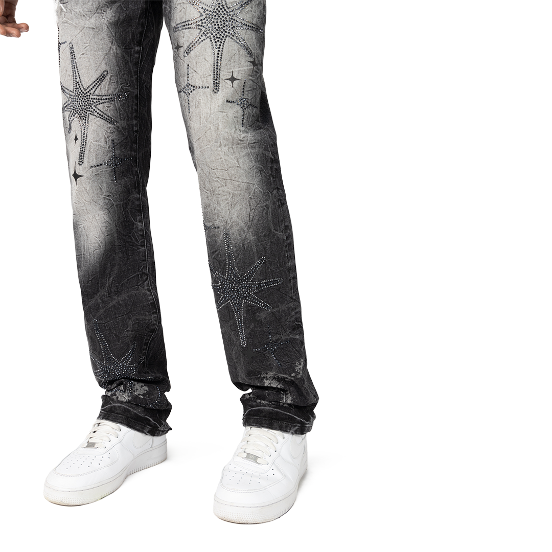 SMOKE RISE LONG STRAIGHT DYSTOPIA JEANS BLACK WASH