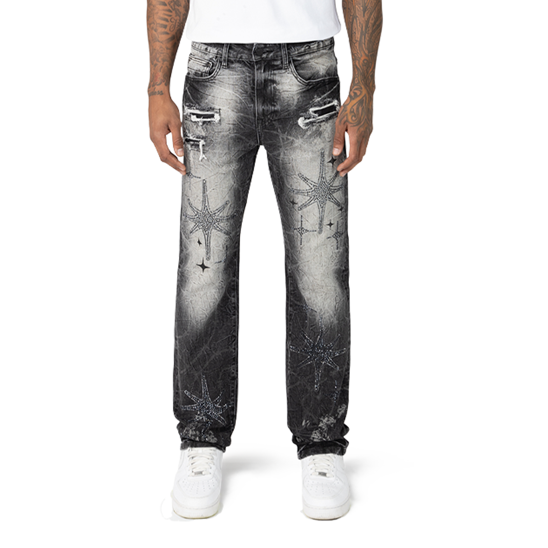 SMOKE RISE LONG STRAIGHT DYSTOPIA JEANS BLACK WASH