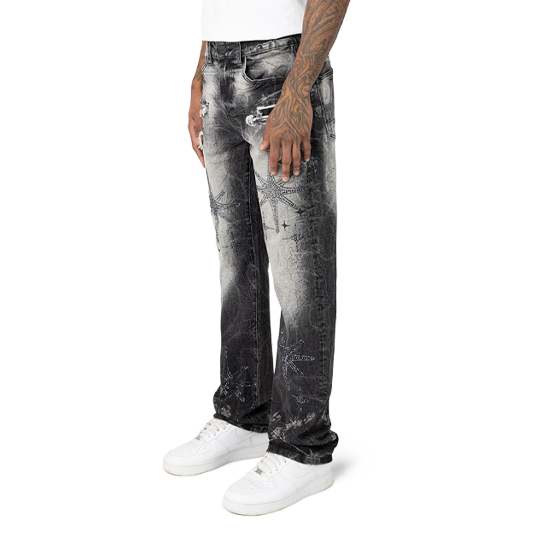 SMOKE RISE LONG STRAIGHT DYSTOPIA JEANS BLACK WASH