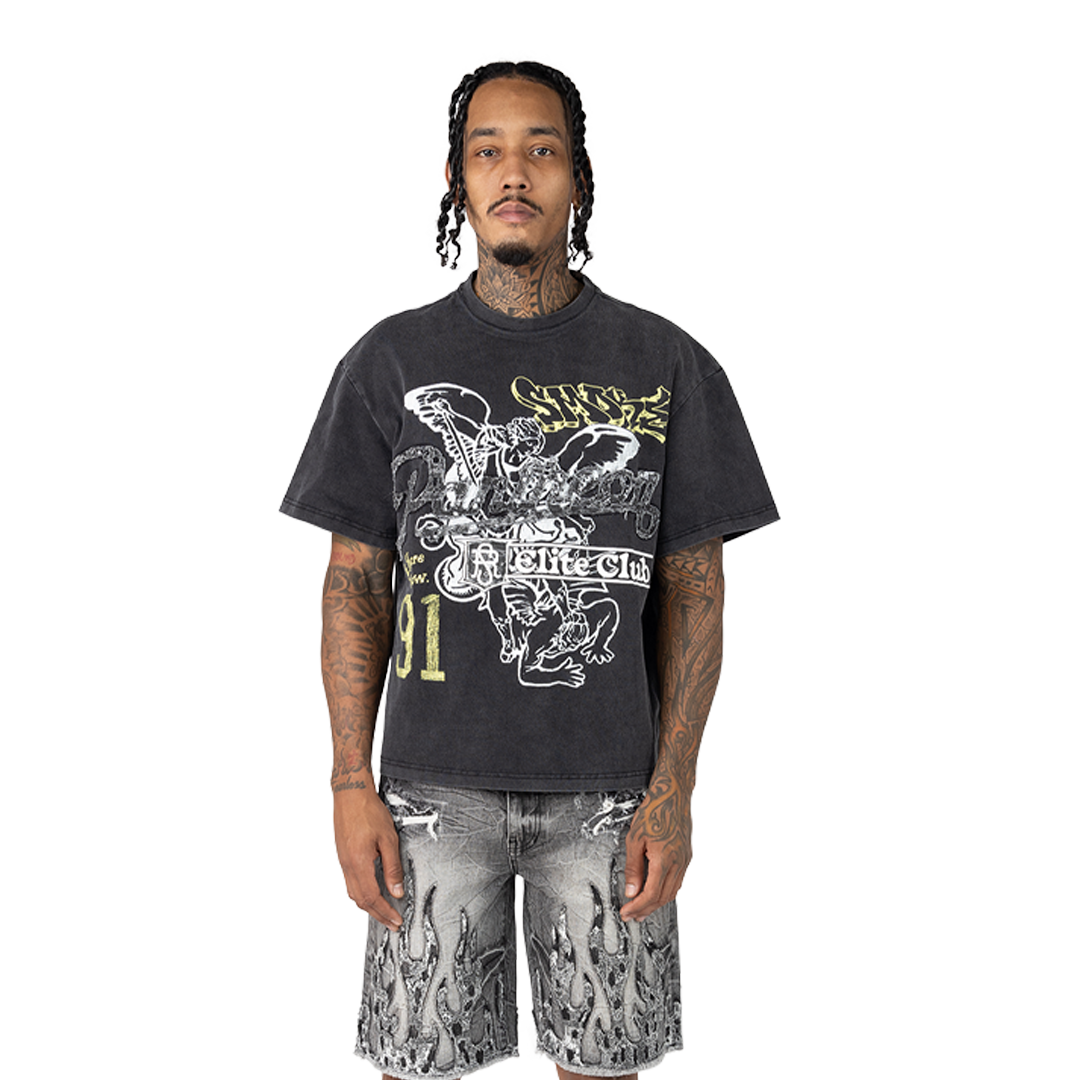SMOKE RISE ELITE CLUB WIDE CROPPED T-SHIRT MULTI COLOR
