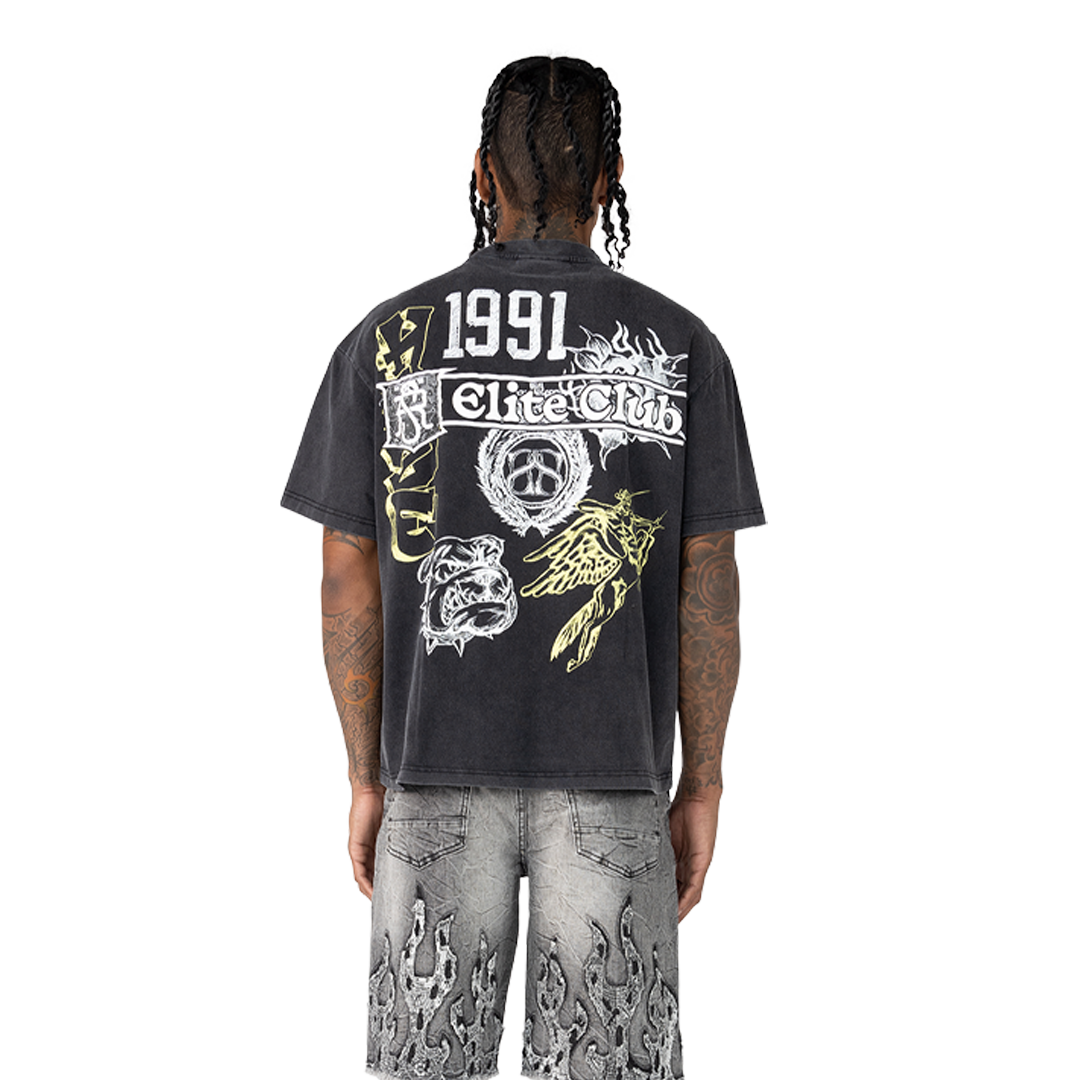 SMOKE RISE ELITE CLUB WIDE CROPPED T-SHIRT MULTI COLOR
