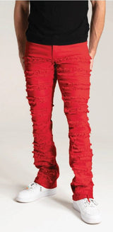 Sk Stretch Stack Jeans With Frayed Patch Multi Colors
