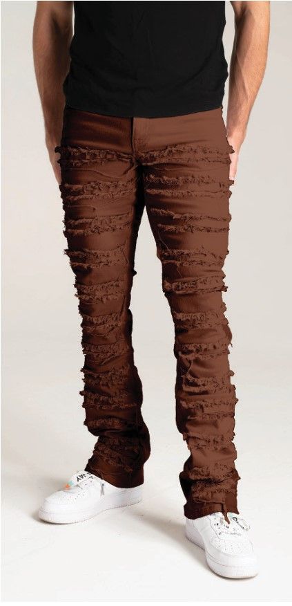 Sk Stretch Stack Jeans With Frayed Patch Multi Colors