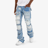 COPPER RIVET CARGO STACKED JEANS MULTI COLORS