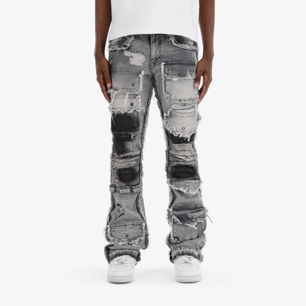 COPPER RIVET CARGO STACKED JEANS MULTI COLORS