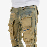 COPPER RIVET CARGO STACKED JEANS MULTI COLORS