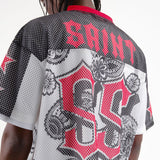 COPPER RIVET OVER SIZE MESH SAINT CROP T-SHIRT MULTI COLORS