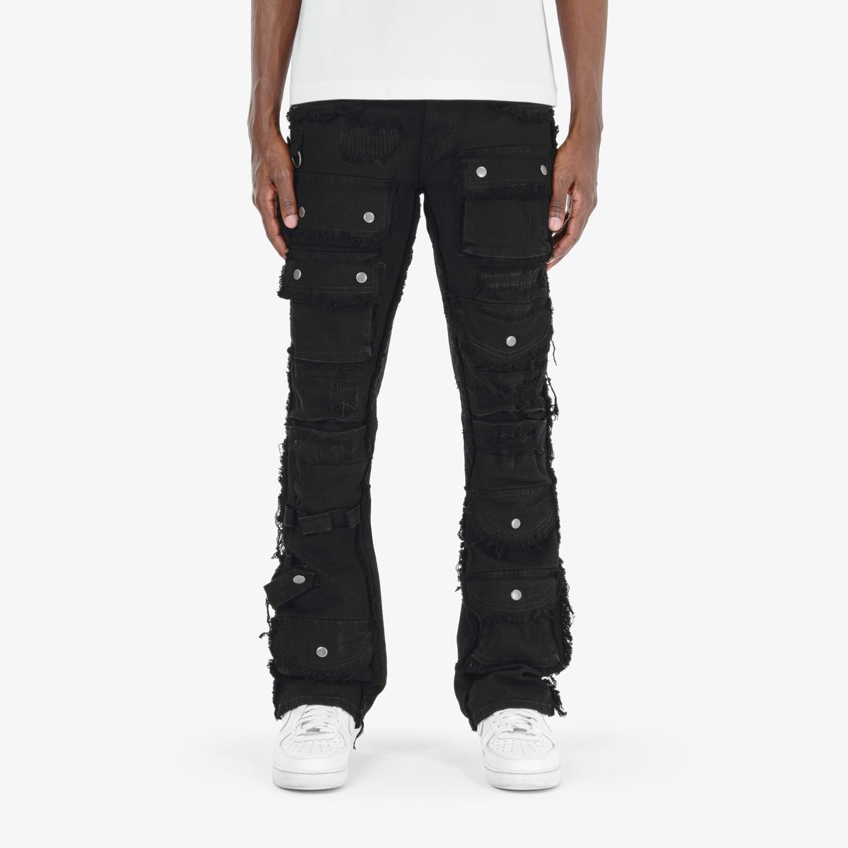 COPPER RIVET CARGO STACKED JEANS MULTI COLORS