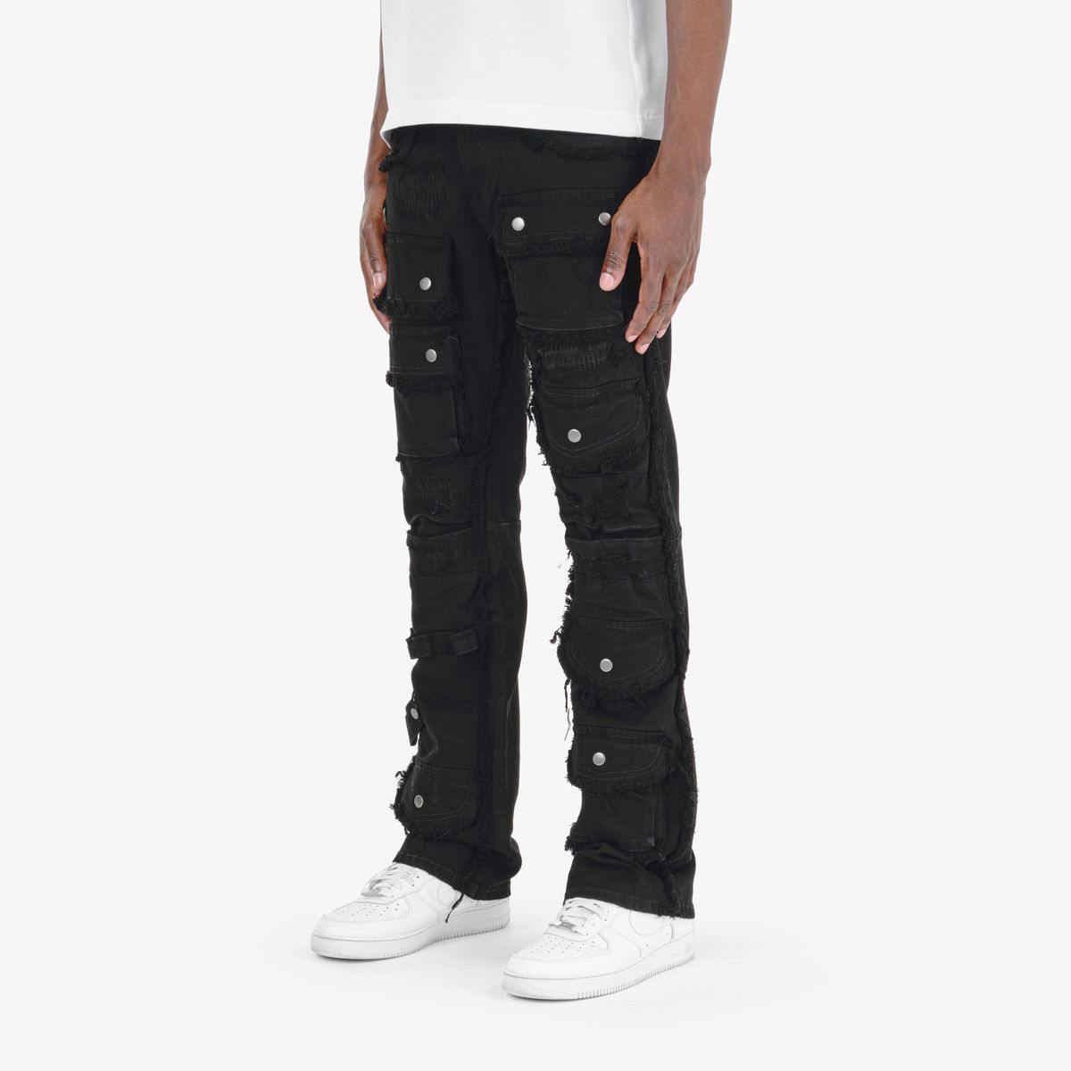 COPPER RIVET CARGO STACKED JEANS MULTI COLORS