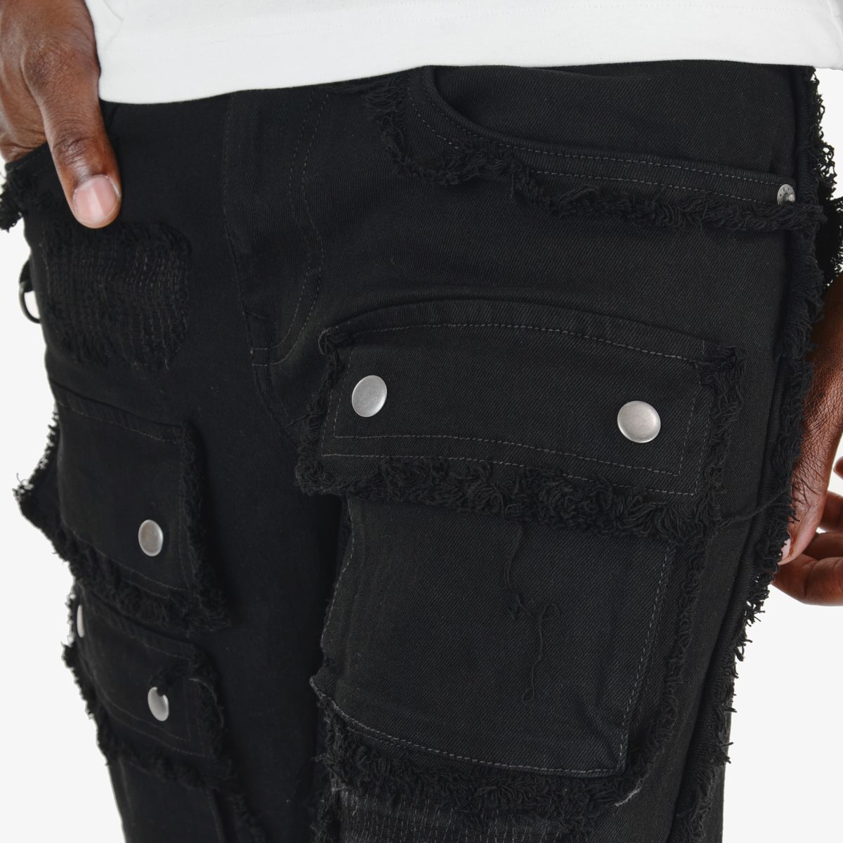 COPPER RIVET CARGO STACKED JEANS MULTI COLORS