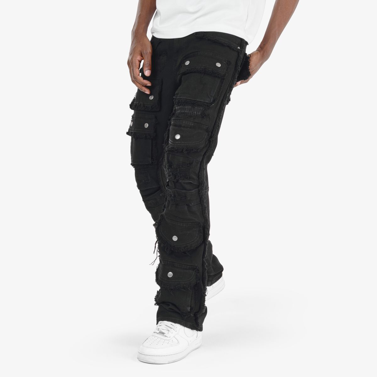 COPPER RIVET CARGO STACKED JEANS MULTI COLORS