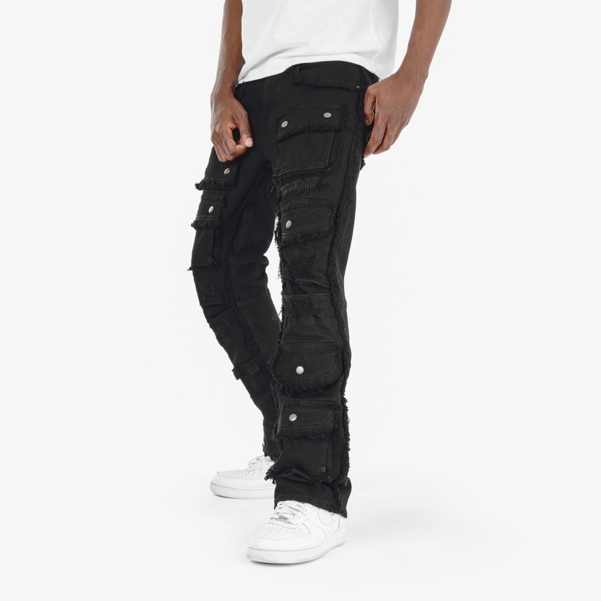 COPPER RIVET CARGO STACKED JEANS MULTI COLORS